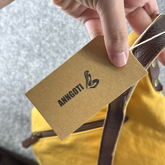 NWT Anngoti Yellow Canvas Leather Shoulder Crossbody Purse Bag Aztec Western - Picture 14 of 15